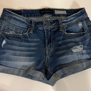 Aeropostale Blue Jean Shorts with Cuffed Hem and Distressed Details